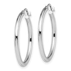 14K White Gold Polished Hoop Earrings 25mm Hollow Design by Sophia Jewelers