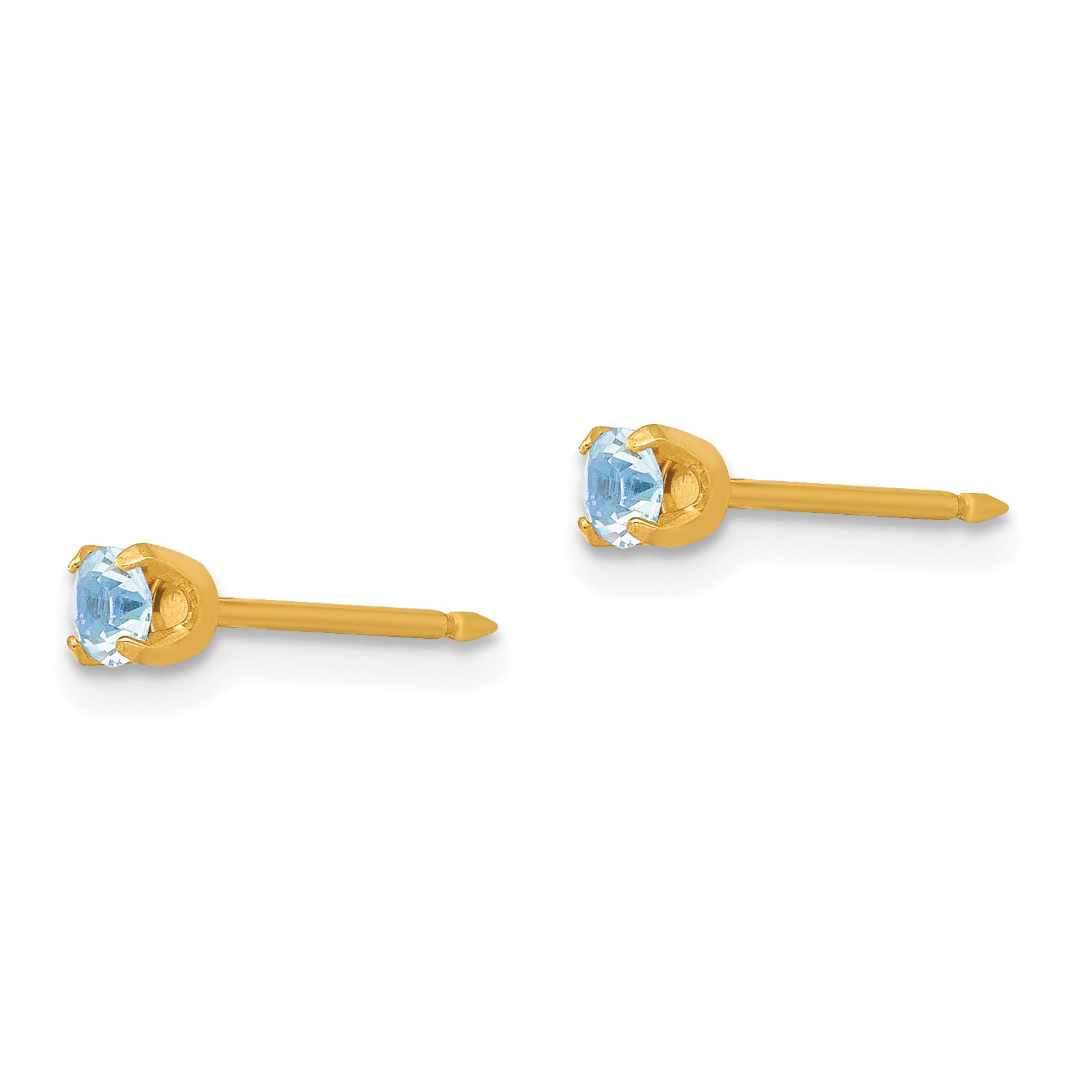 Inverness 14K Gold March Birthstone Stud Earrings with Crystal  Elegant, Solid Design Secondary image