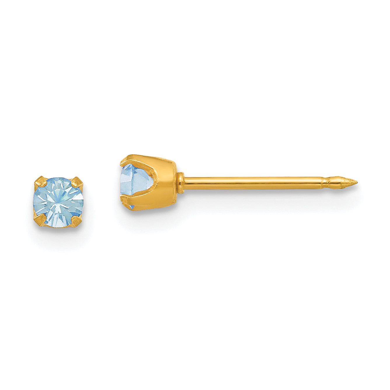 Inverness 14k 3mm March Crystal Birthstone Post Earrings Main image