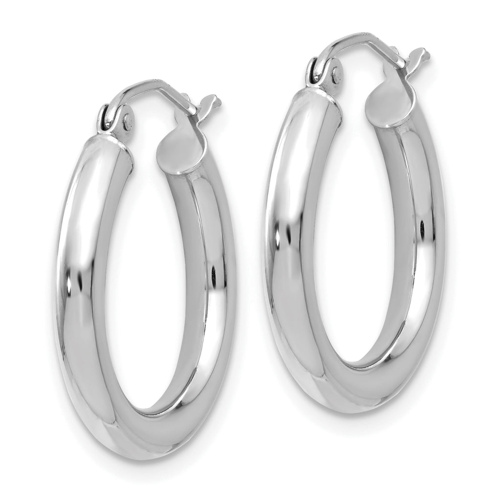 14K White Gold Polished Hoop Earrings with Rhodium Finish Elegant & Lightweight