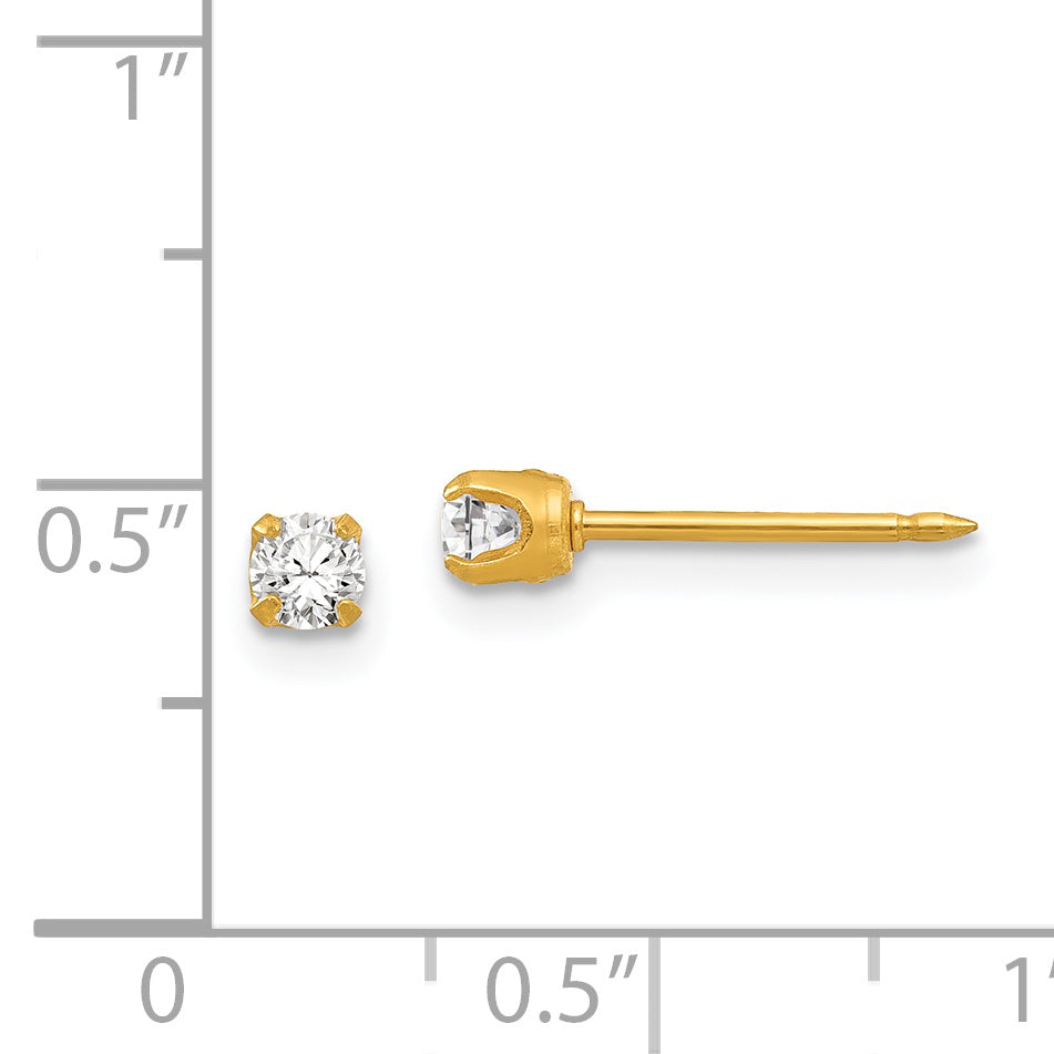 14K Gold April Crystal Birthstone Stud Earrings for Women  Elegant 3mm Design