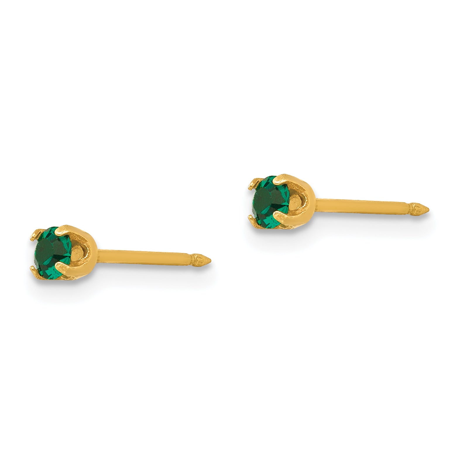 14K Gold May Birthstone Crystal Stud Earrings Elegant 3mm Design Secondary image