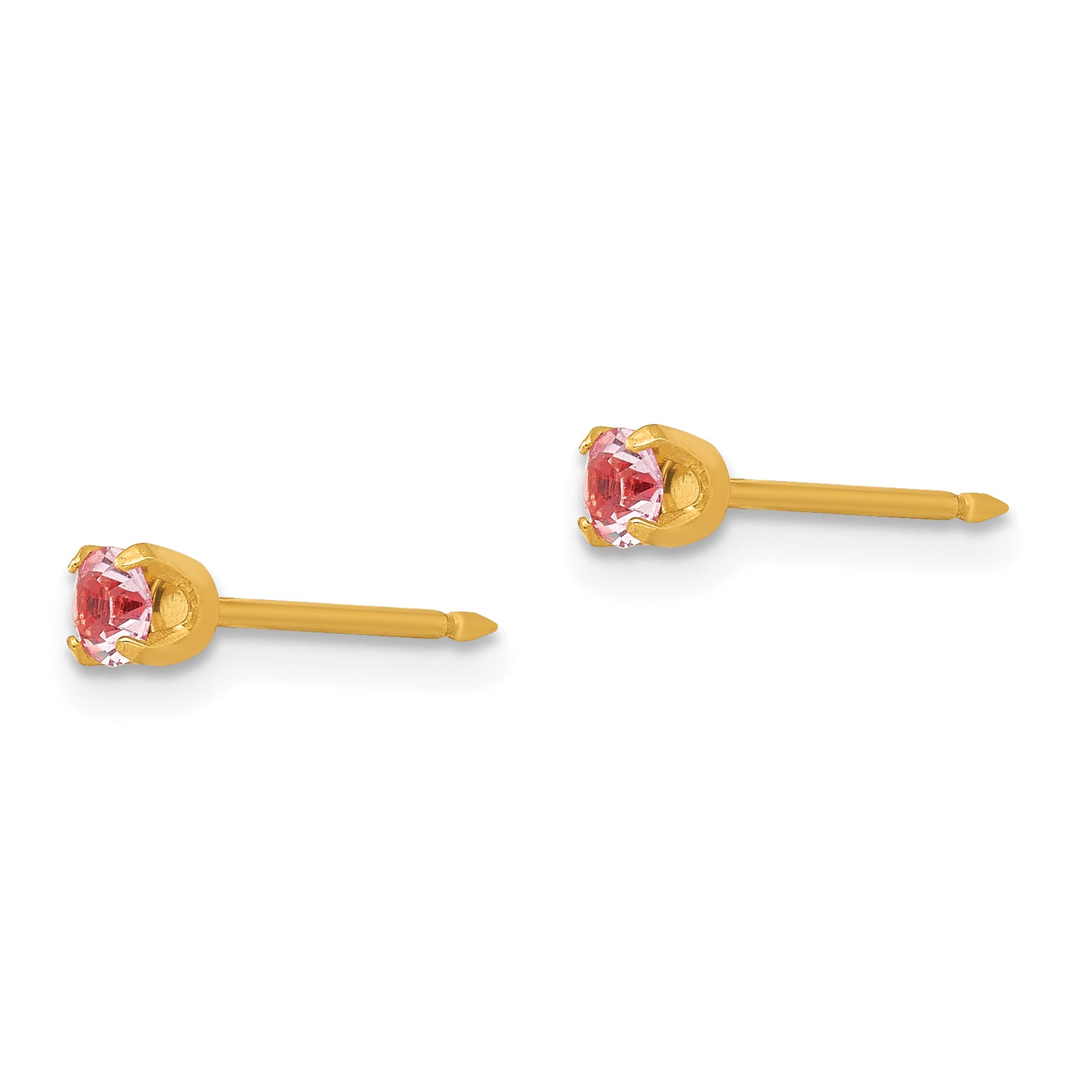 14K Gold June Crystal Birthstone Stud Earrings by Sophia Jewelers Secondary image