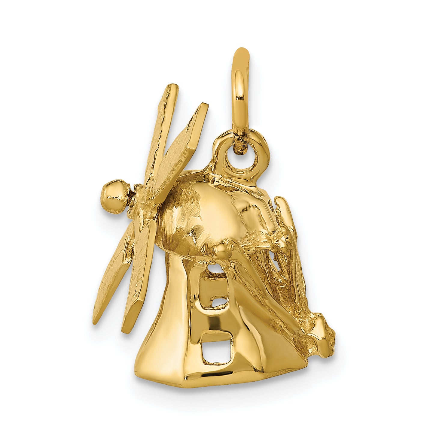 14K Gold 3D Windmill Charm with Polished Finish  Elegant & Textured Secondary image