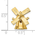 14K Gold 3D Windmill Charm with Polished Finish  Elegant & Textured