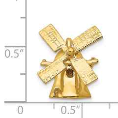 14K Gold 3D Windmill Charm with Polished Finish  Elegant & Textured