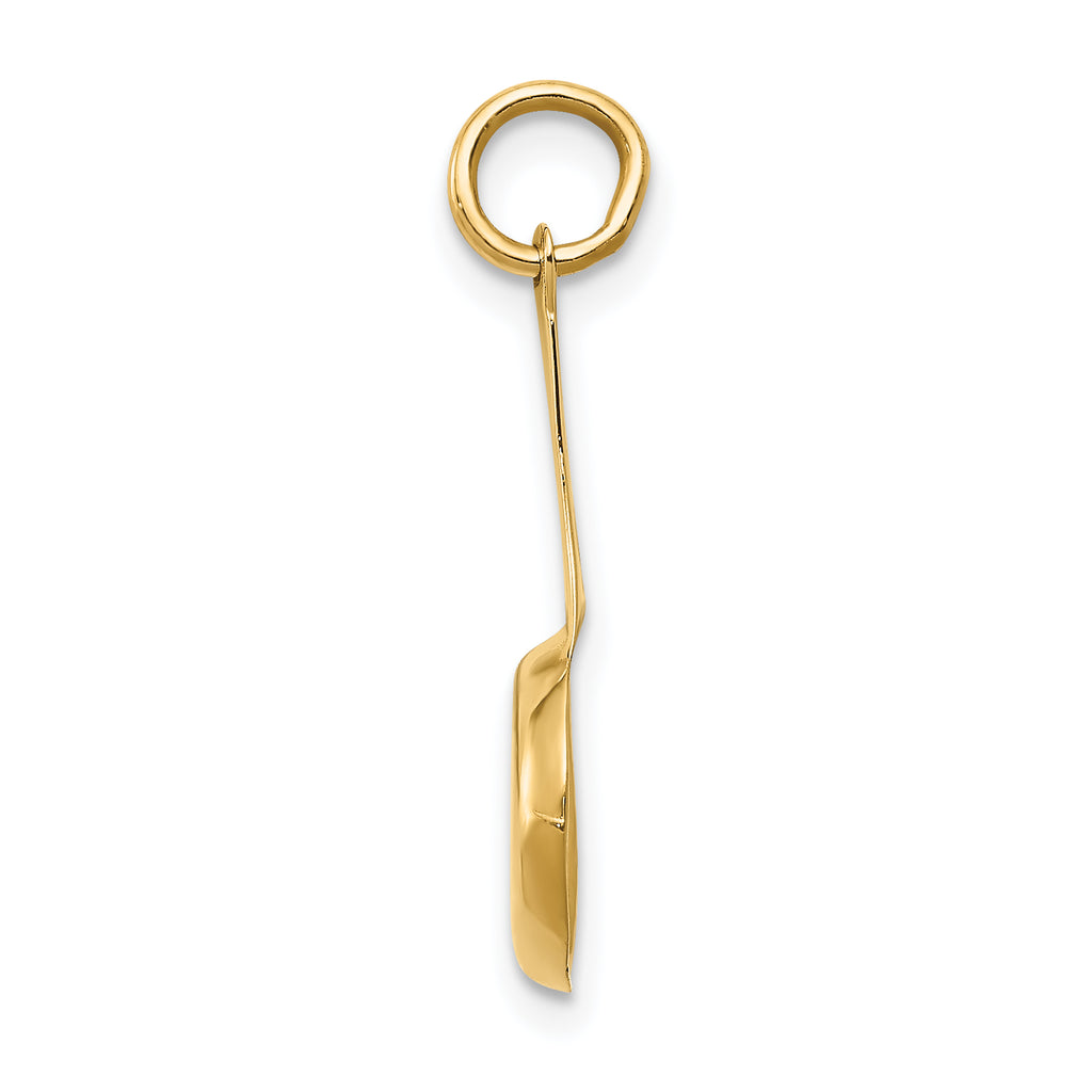 14K Gold 3D Frying Pan Charm with Enameled Egg  Polished Finish