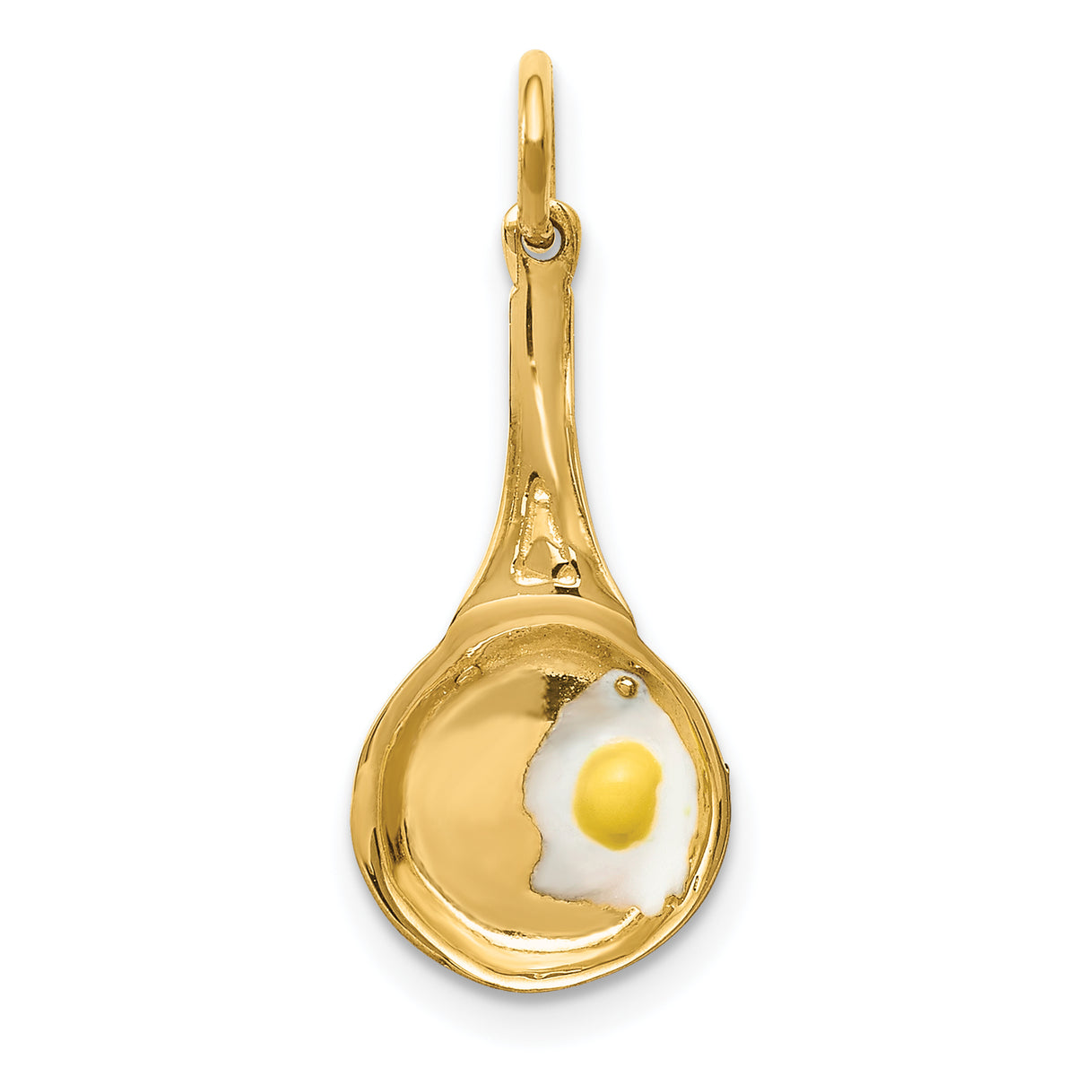 14k 3D Frying Pan w/Enameled Egg Charm