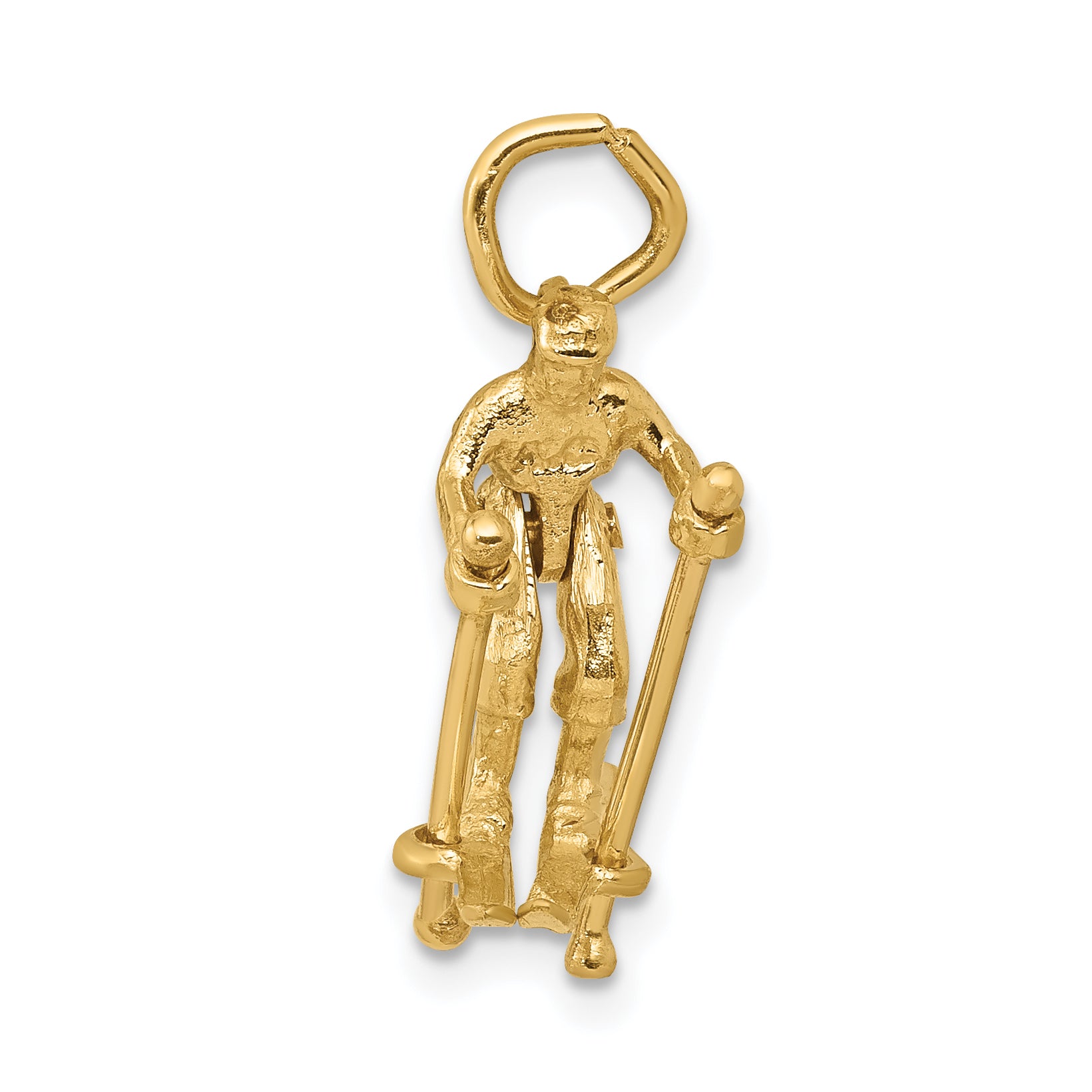 14K Gold 3D Moveable Snow Skier Charm with Polished Finish Secondary image