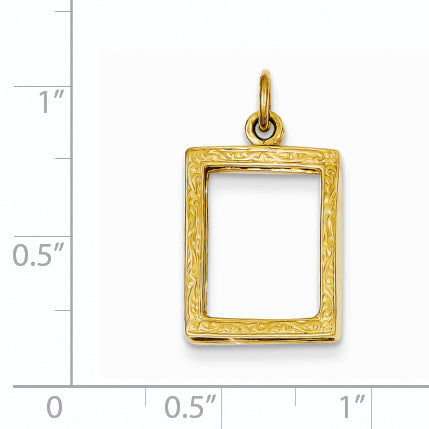 14K Gold Polished Picture Frame Pendant with Reversible Design for Women Secondary image