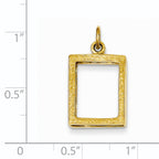 14K Gold Polished Picture Frame Pendant with Reversible Design for Women