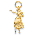 14K Gold 3D Hula Dancer Charm with Polished Finish for Women