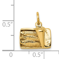14K Gold 3D Sardine Can Charm with Moveable Lid and Polished Finish