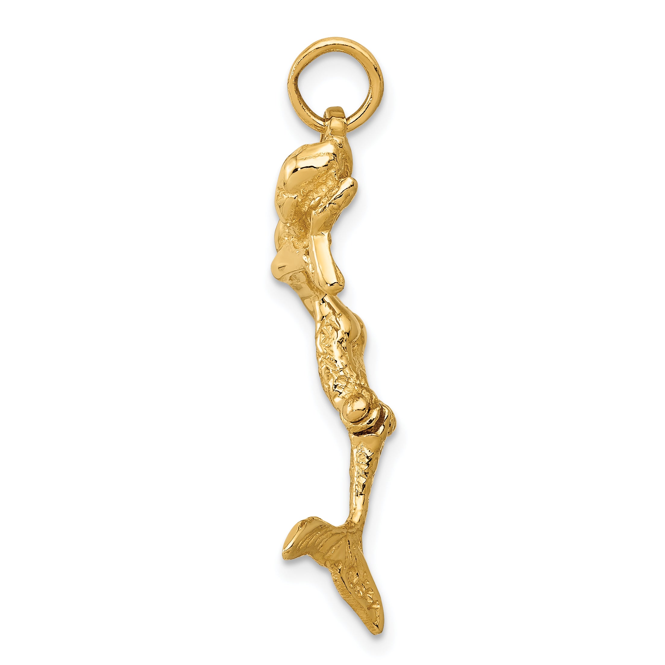 14K Gold 3D Mermaid Charm with Polished Moveable Design for Women Secondary image