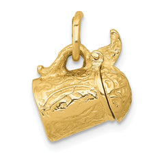 14K Gold 3D Beer Stein Charm with Functional Lid  Themed Pendant