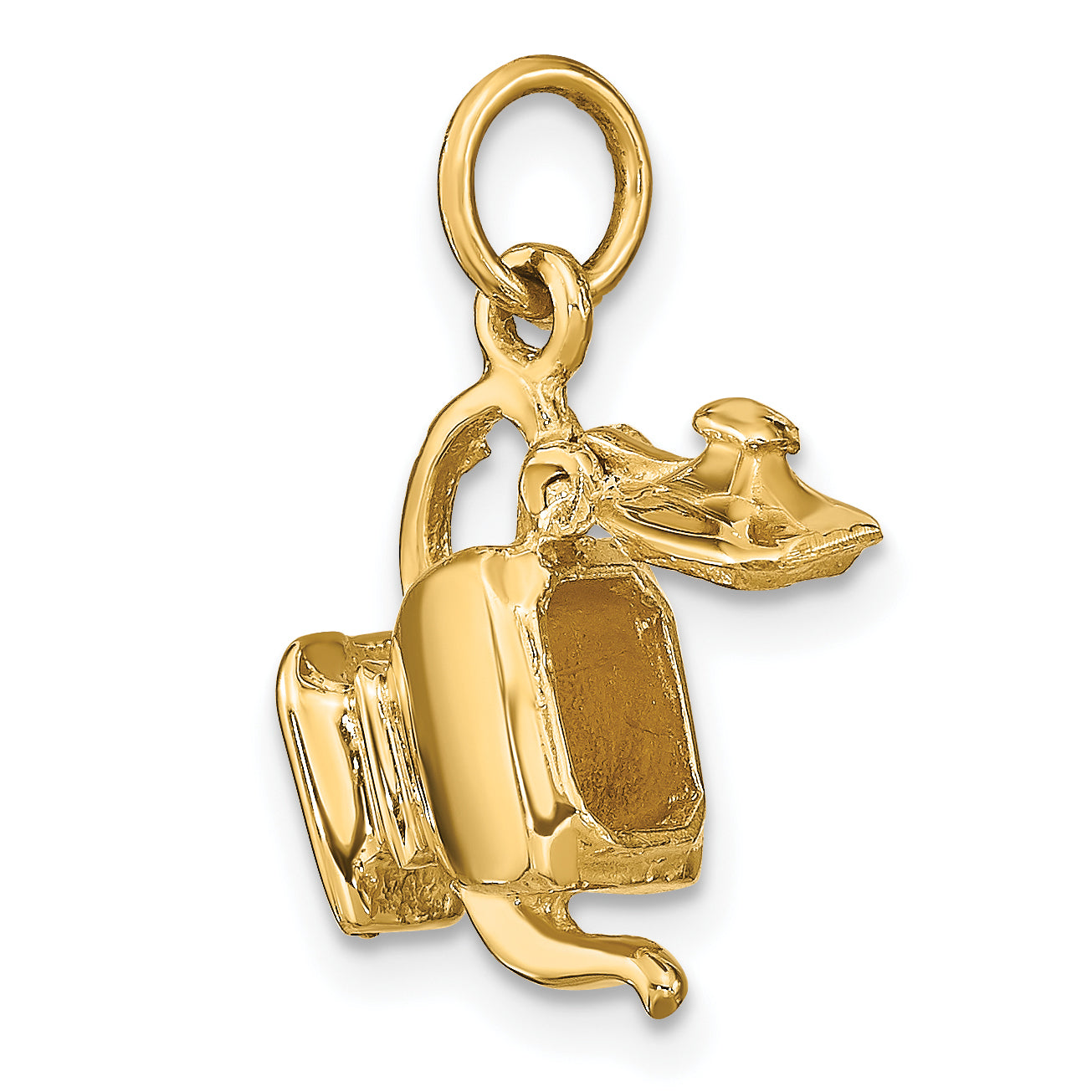 14K Gold 3D Tea Pot Charm with Opening Lid Polished Finish