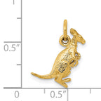 14K Gold 3D Kangaroo with Joey Charm Polished Finish