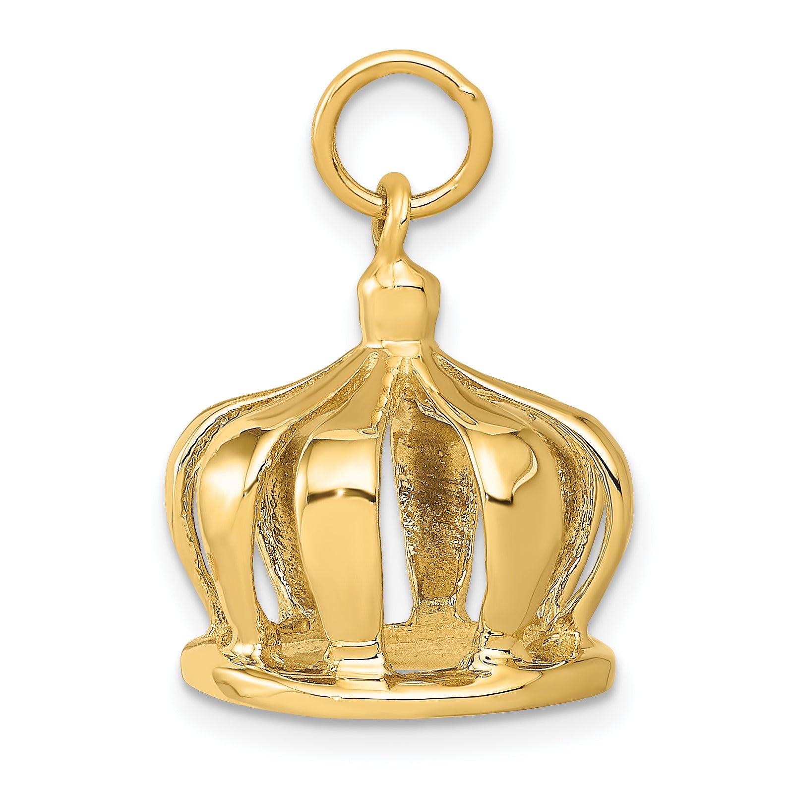 14K Gold 3D Crown Charm with Polished Finish for Men Secondary image