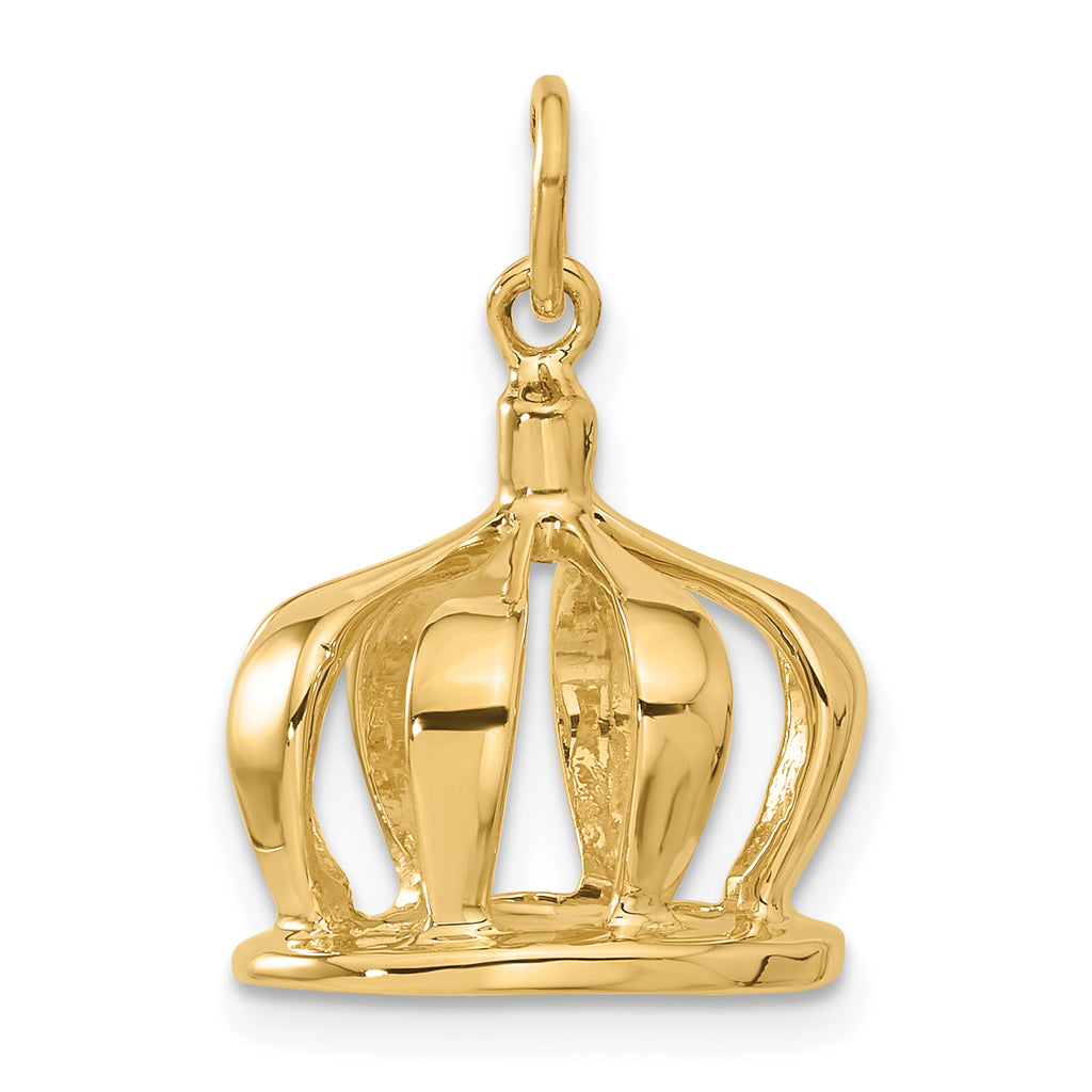 14K Gold 3D Crown Charm with Polished Finish for Men