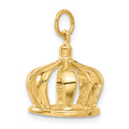 14K Gold 3D Crown Charm with Polished Finish for Men