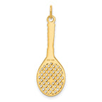 14K Gold Tennis Racquet Charm with Freshwater Cultured Pearl, Polished Finish