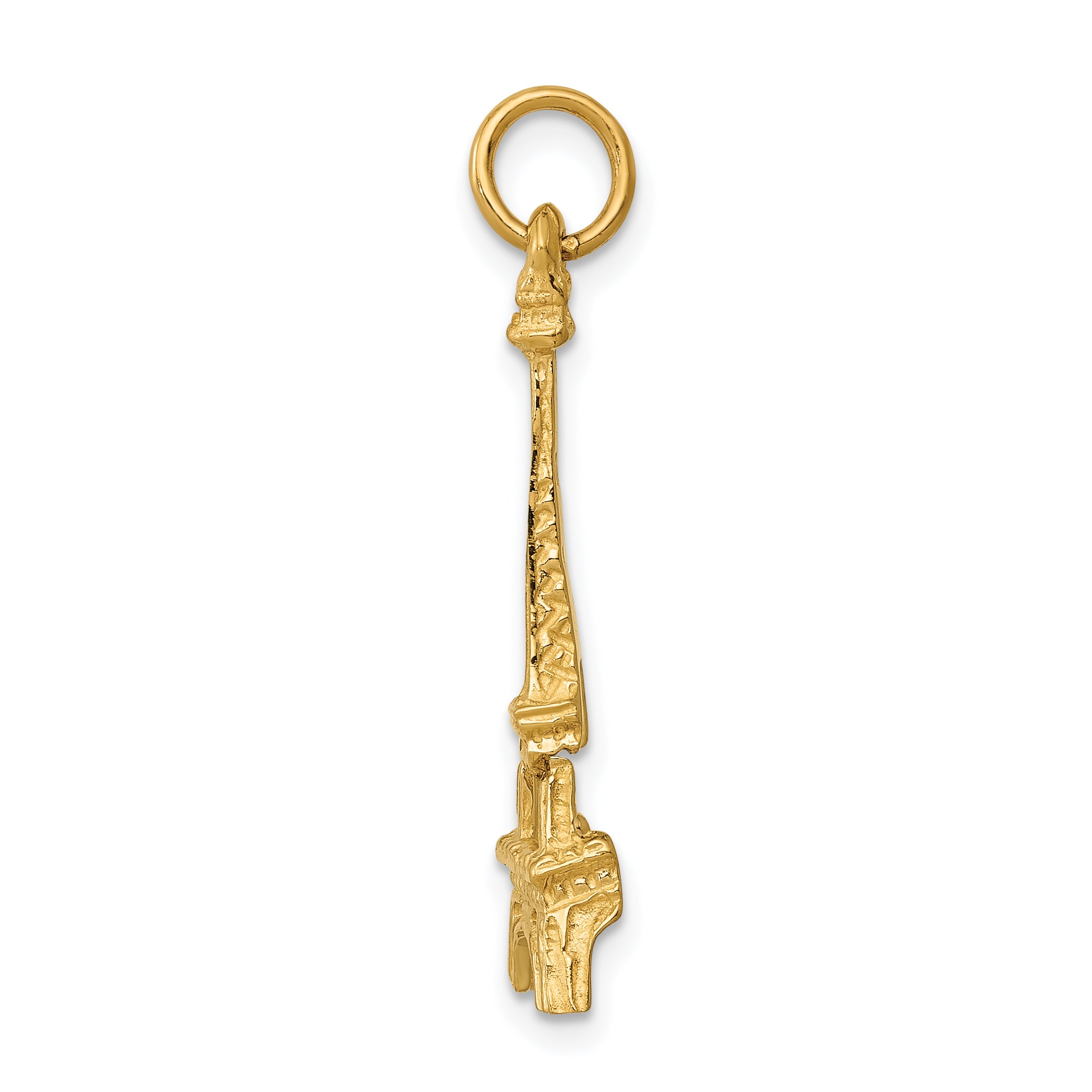 14K Gold Eiffel Tower Charm with Polished Finish Elegant Themed Design