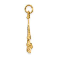14K Gold Eiffel Tower Charm with Polished Finish Elegant Themed Design