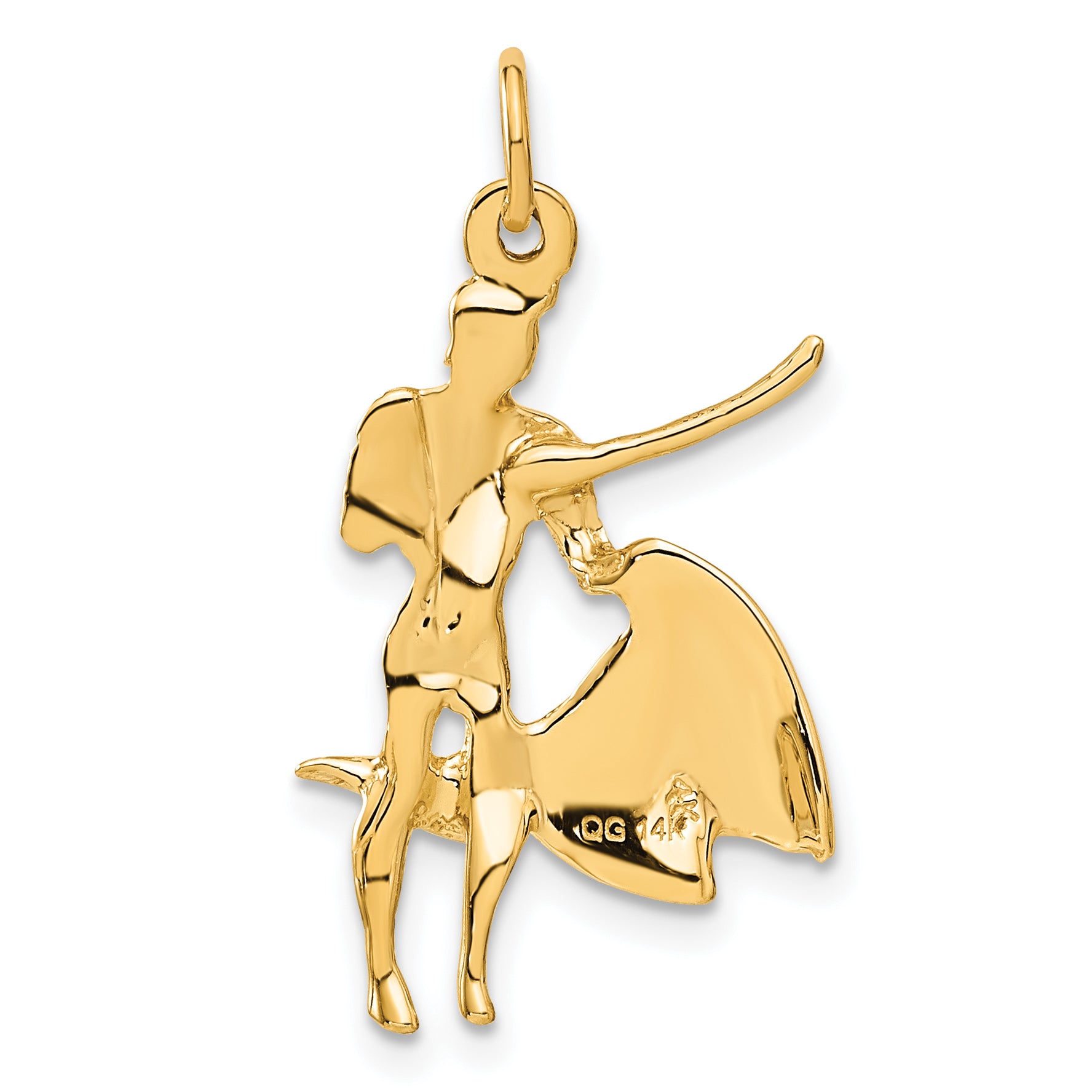 14K Gold Matador Charm with Polished Finish  Elegant Themed Pendant for Women