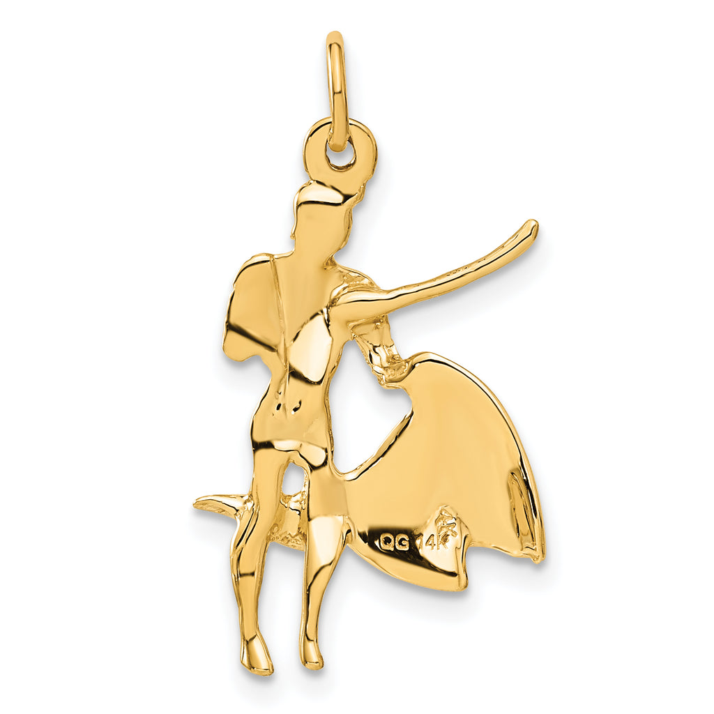 14K Gold Matador Charm with Polished Finish  Elegant Themed Pendant for Women