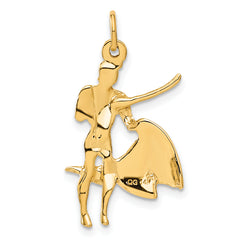 14K Gold Matador Charm with Polished Finish  Elegant Themed Pendant for Women
