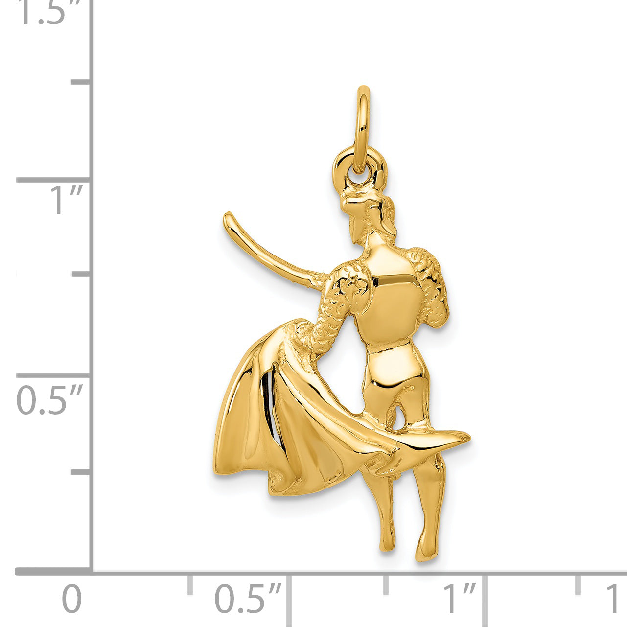 14K Gold Matador Charm with Polished Finish  Elegant Themed Pendant for Women