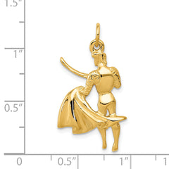 14K Gold Matador Charm with Polished Finish  Elegant Themed Pendant for Women