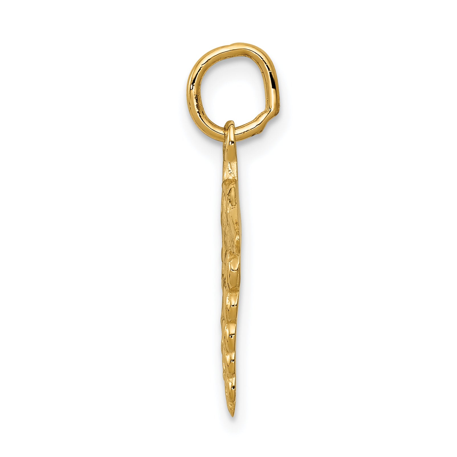 14K Gold Caduceus Charm with Polished Finish  Elegant, Themed Design