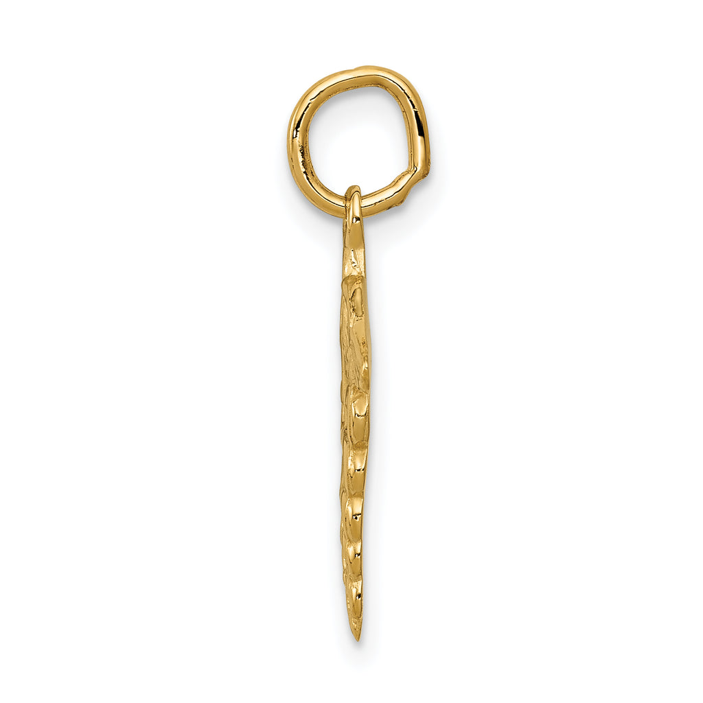 14K Gold Caduceus Charm with Polished Finish  Elegant, Themed Design