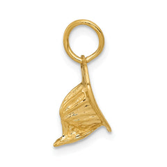 14K Gold 3D Fireman's Hat Charm  Themed & Detailed Design