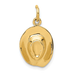 14K Yellow Gold Hat Charm Pendant Elegant Themed Design 21mm