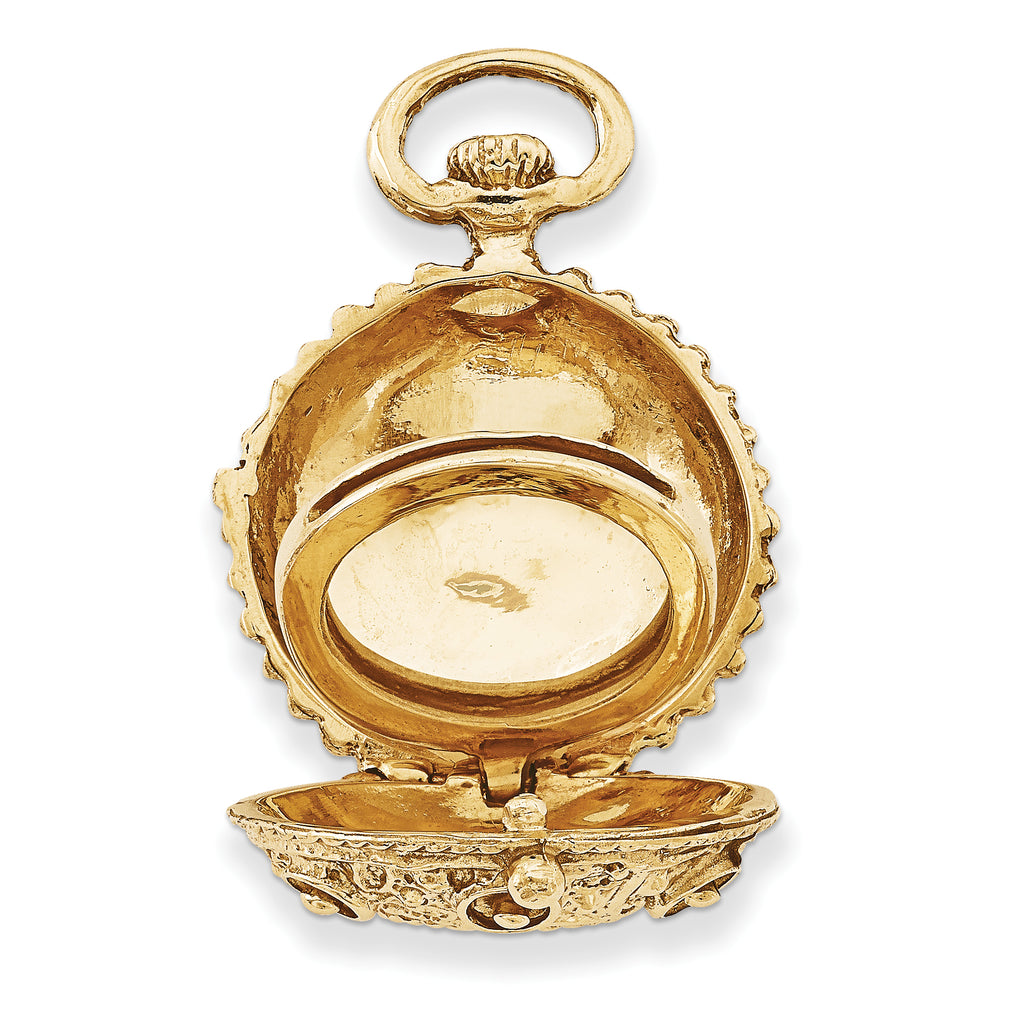 14K Gold Polished Unisex Domed Locket with Reversible Design