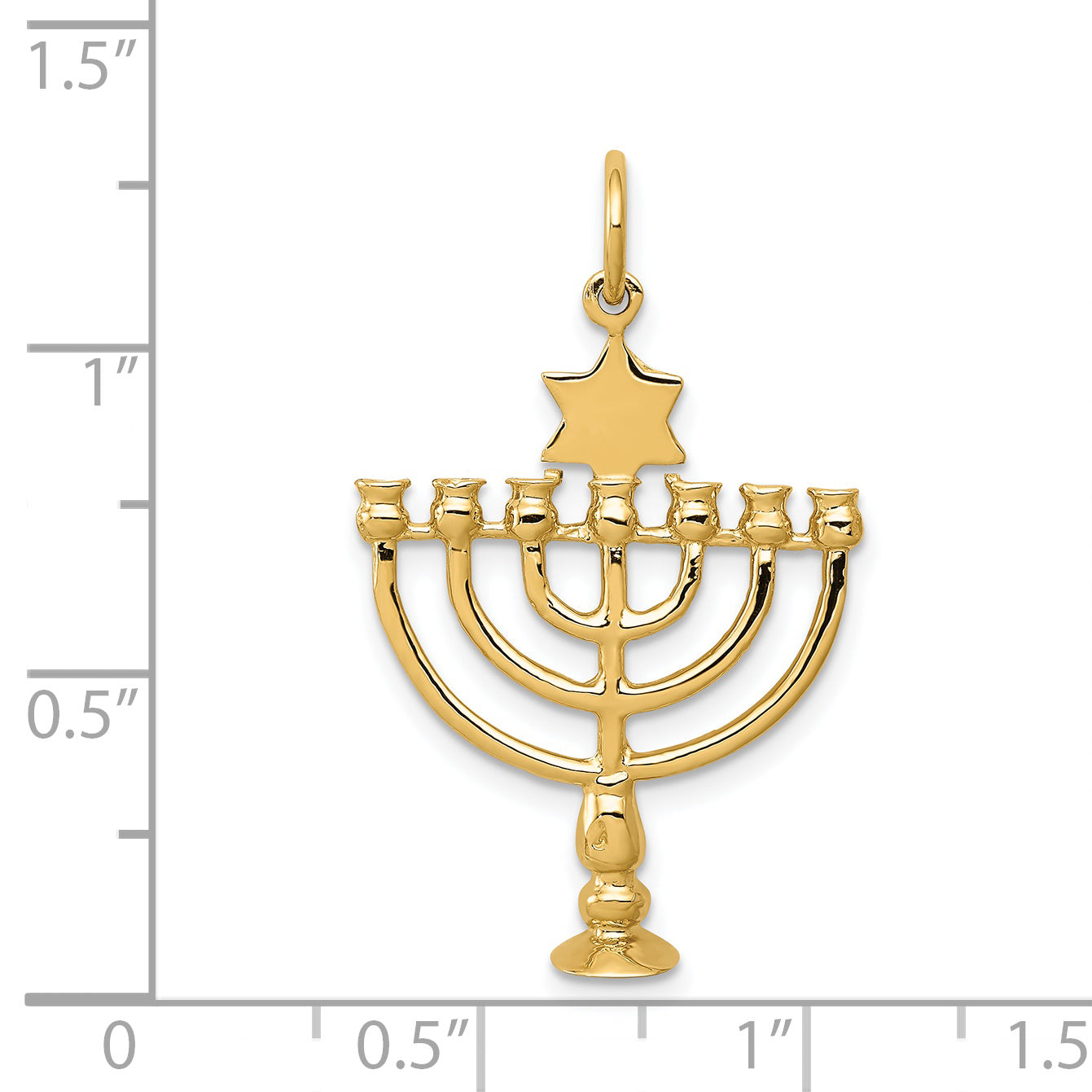 14K Gold Polished 3D Menorah Charm Elegant Themed Pendant
