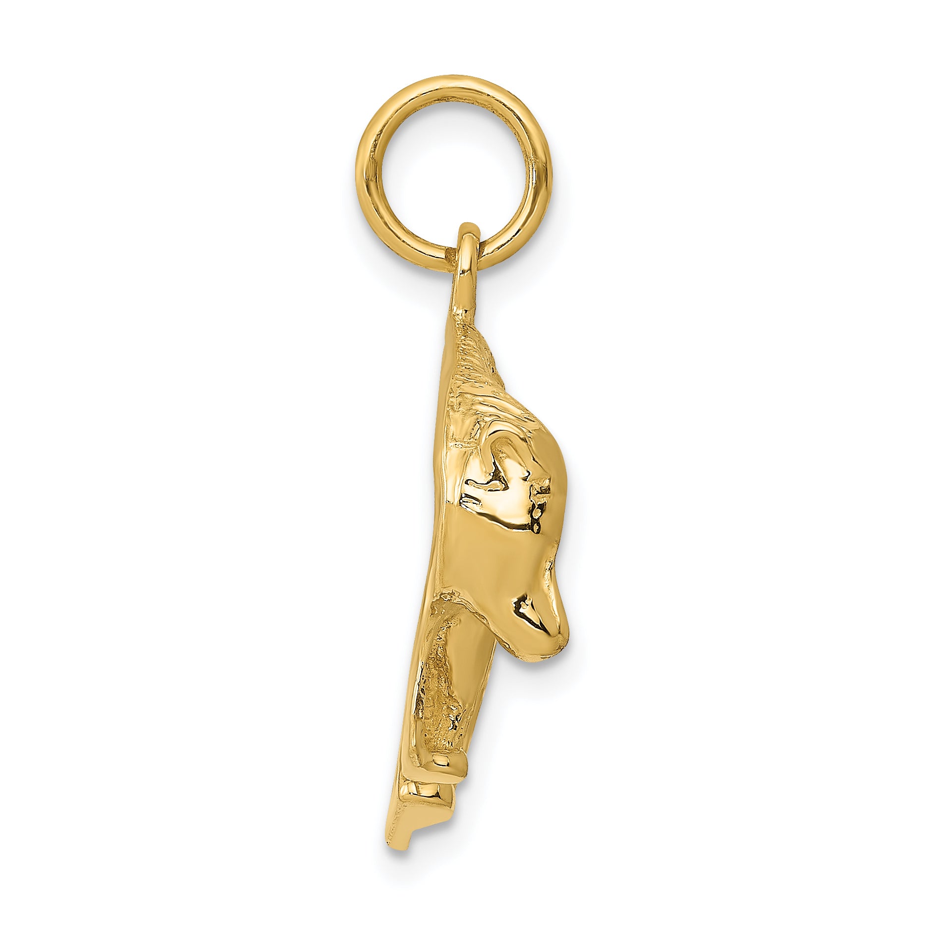 Sophia Jewelers 14K Gold Textured Bear Pendant for Men Polished Finish
