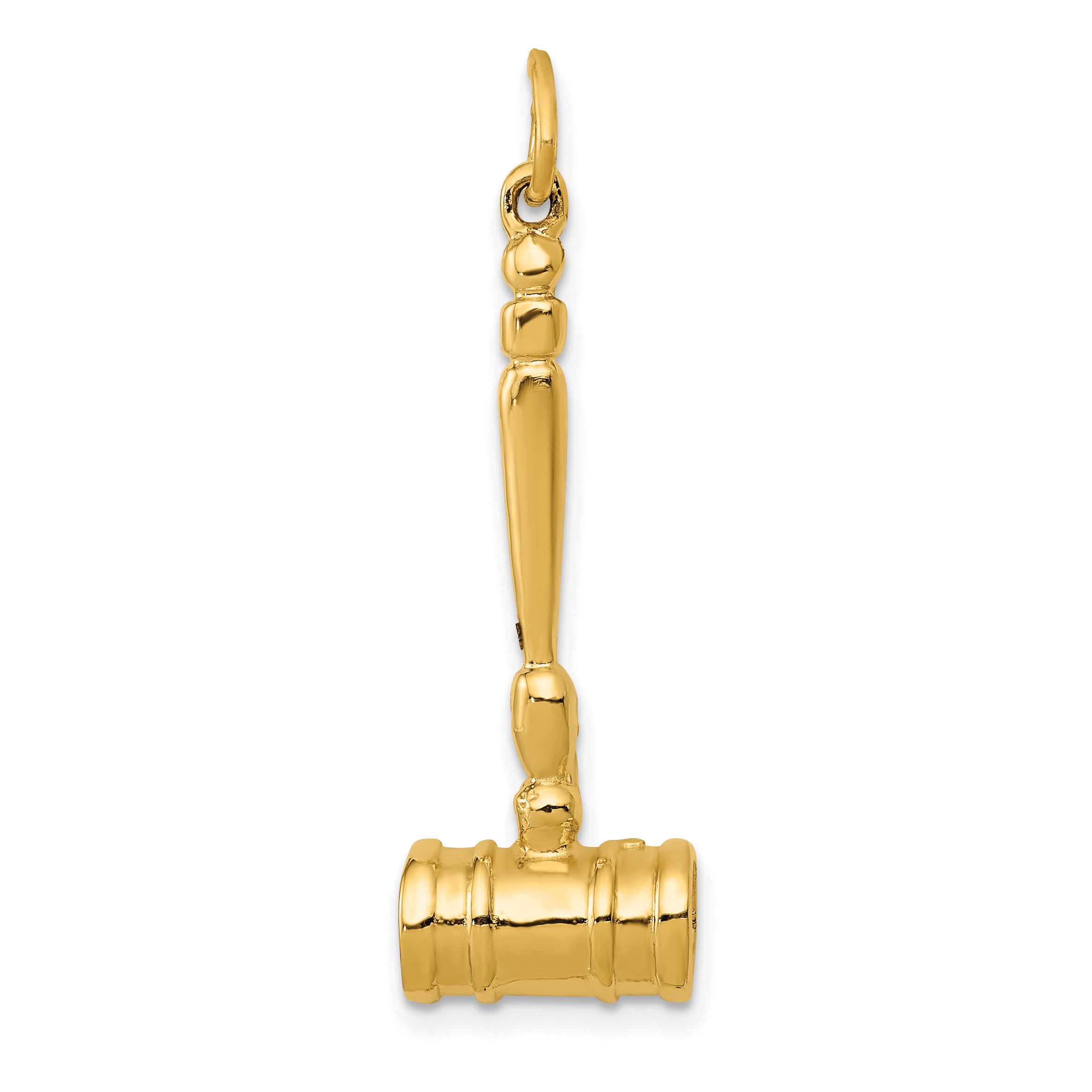 14K Gold 3-D Gavel Charm Pendant with Elegant Themed Design Main image