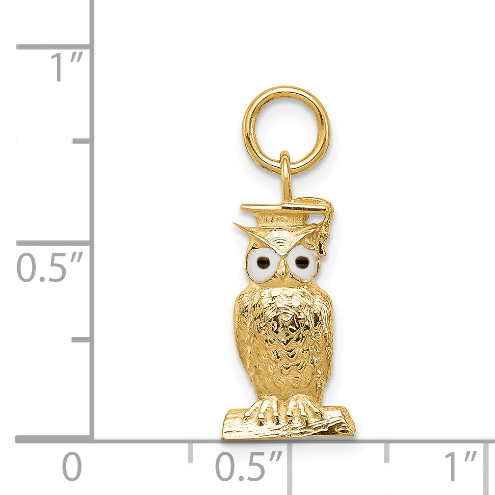 14K Graduation Owl Charm with Enamel Secondary image