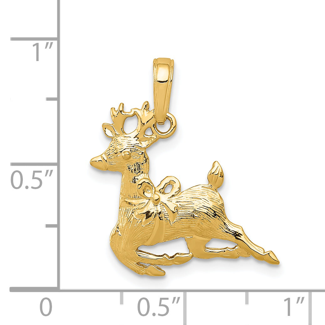 14K Gold Polished Reindeer Pendant Elegant Themed Charm by Sophia Jewelers