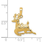 14K Gold Polished Reindeer Pendant Elegant Themed Charm by Sophia Jewelers