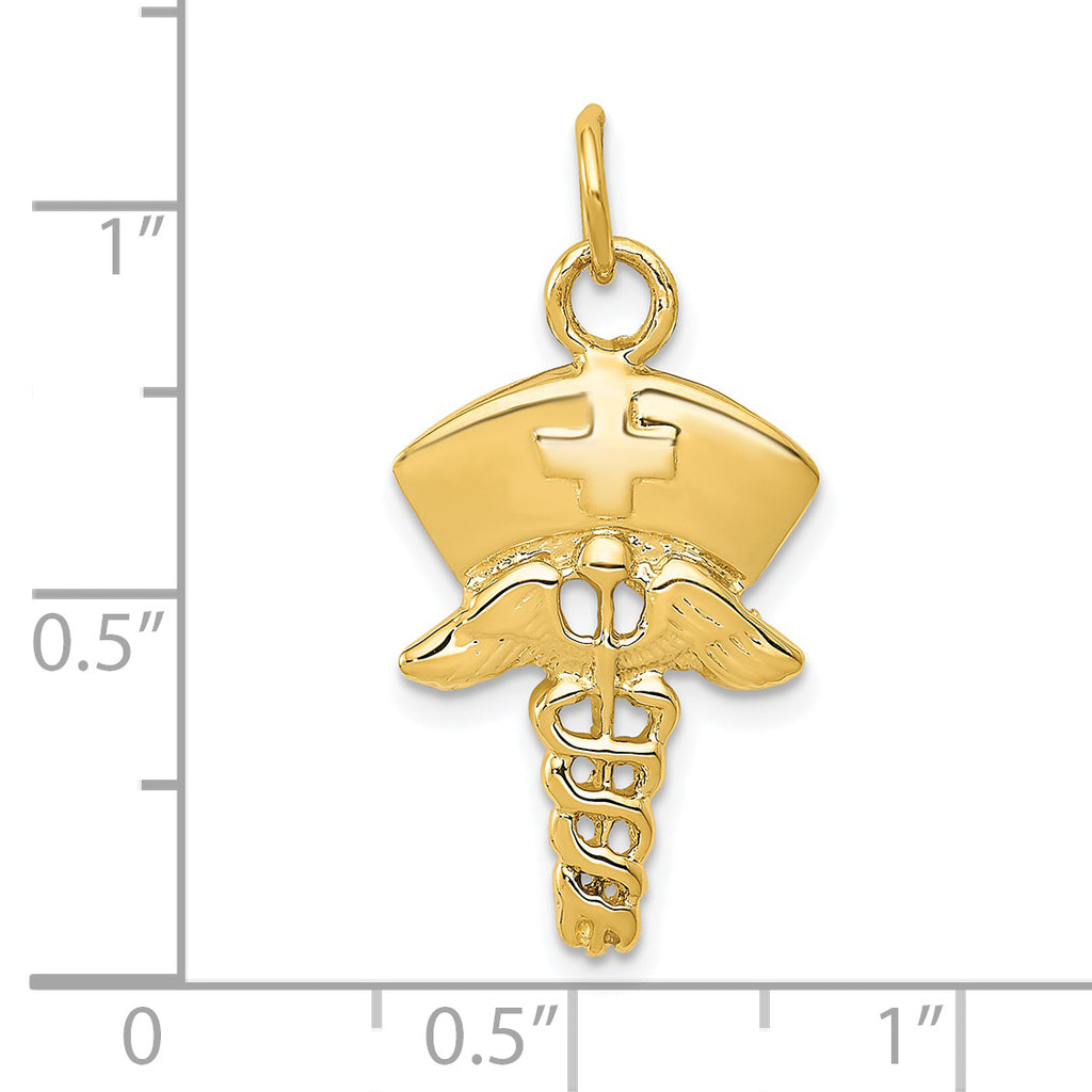 14K Gold Polished Nurse Symbol Charm Pendant Elegant & Themed Design