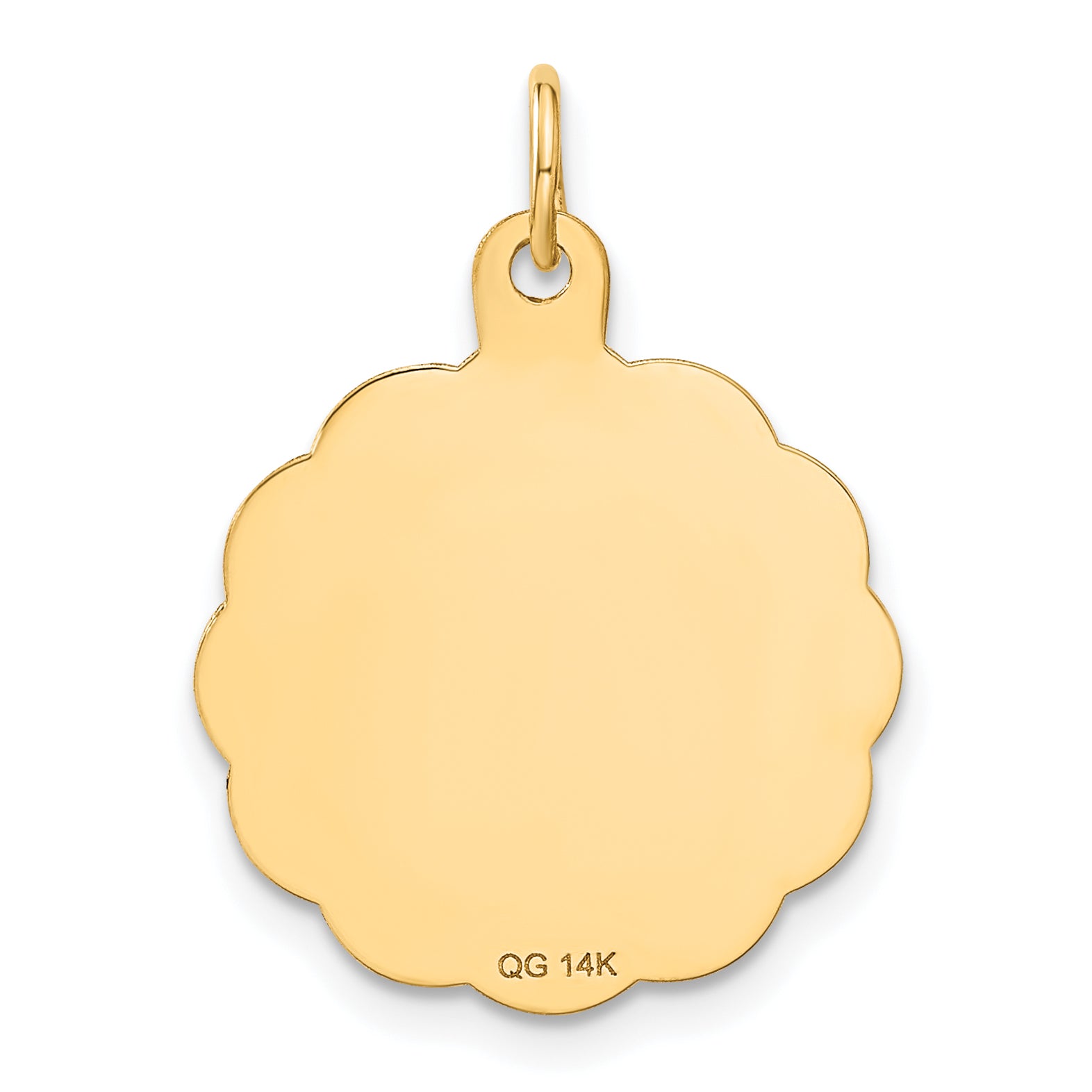 14K Gold Men's Wrestling Charm with Scalloped Edge Diamond-Cut Finish