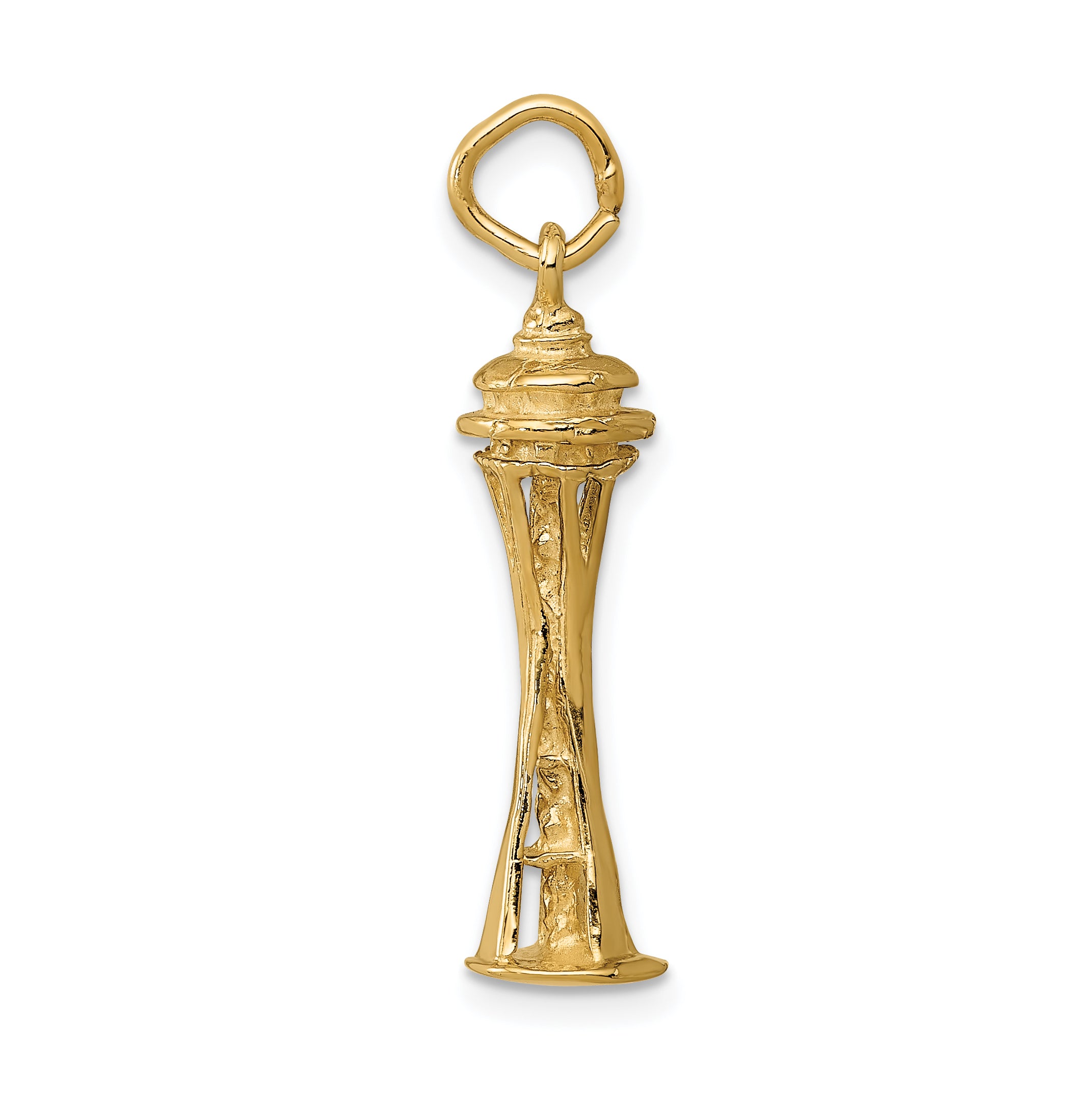 14K Gold 3D Space Needle Charm with Polished Finish Secondary image