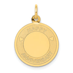 14K Gold Engravable Anniversary Pendant with Elegant Themed Design