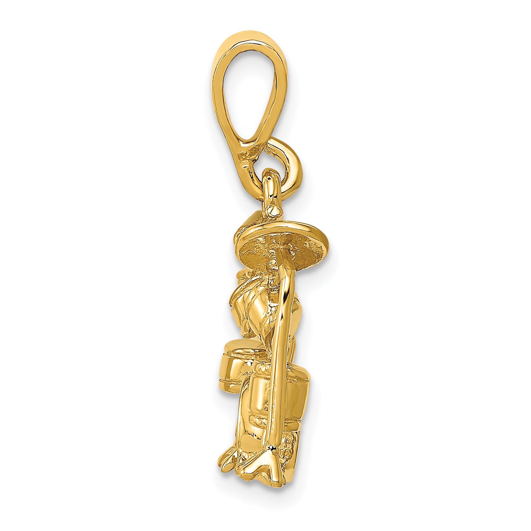 14K Gold 3D Drum Set Charm with Polished Finish for Men
