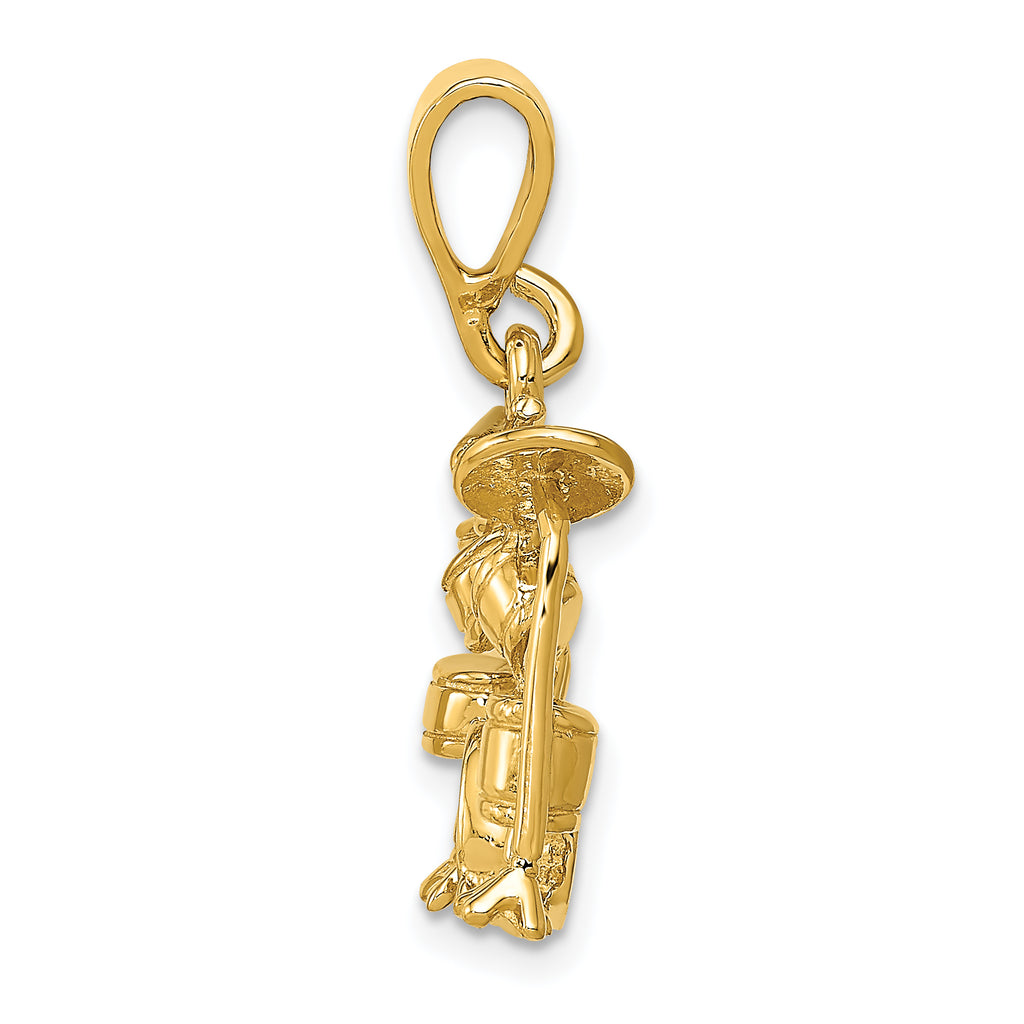 14K Gold 3D Drum Set Charm with Polished Finish for Men