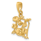 14K Gold 3D Drum Set Charm with Polished Finish for Men